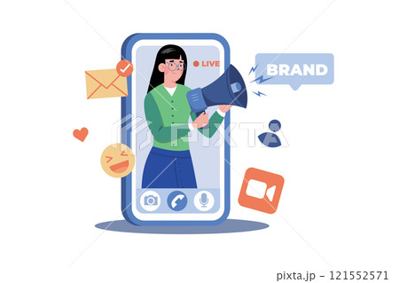 Social Media Influencer Creates Sponsored Content 121552571