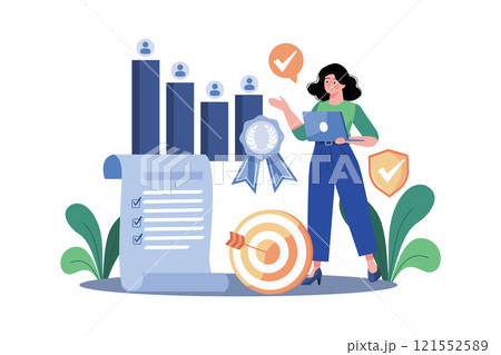 Manager Conducts Employee Performance Reviews 121552589