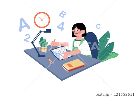 A Child Practices Writing Letters And Numbers 121552611