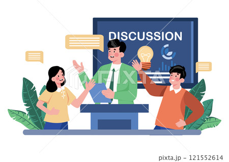 A Teacher Leads A Class Discussion 121552614
