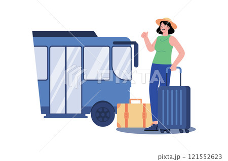 Take a train or bus to reach tourist attractions Take a train or bus to reach tourist attractions 121552623