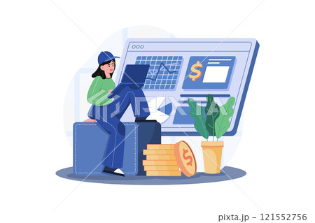 Market Analysis Illustration concept. A flat illustration isolated on white background 121552756