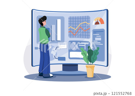 Data Monitoring Illustration concept on white background 121552768