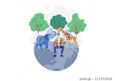 Animal Preservation Illustration concept on white background 121552929