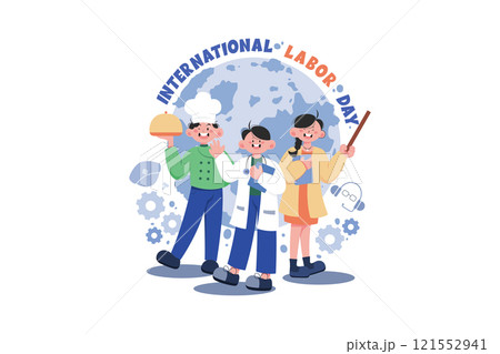 International Labor Day Illustration concept on white background International Labor Day Illustration concept on white background 121552941