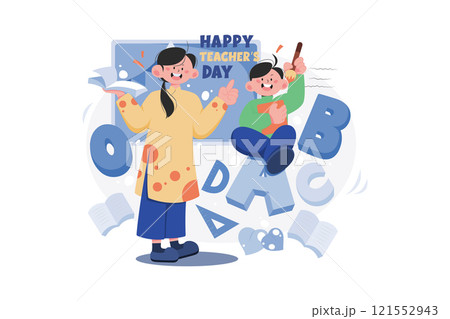Happy Teacher Day Illustration concept on white background 121552943