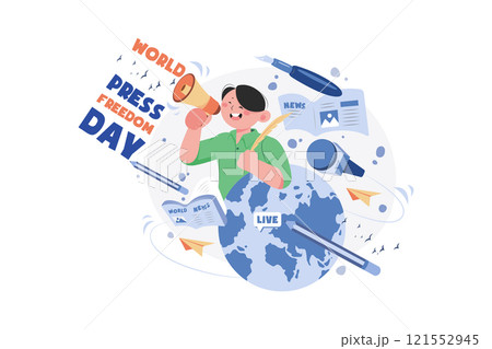 World Freedom Press Day Illustration concept on white background 121552945