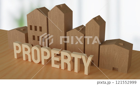 The wood house and property text for real estate concept 3d rendering. The wood house and property text for real estate concept 3d rendering. 121552999