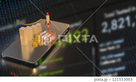 The Rocket and coins for Business or start up concept 3d rendering. 121553003