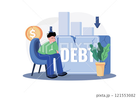 Businessman With Huge Debt Illustration concept on white background Businessman With Huge Debt Illustration concept on white background 121553082