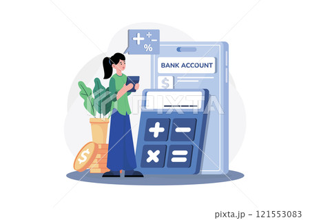 Woman Calculating Left Balance In Account 121553083
