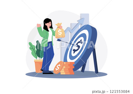 Businesswoman Getting Profit In Business 121553084