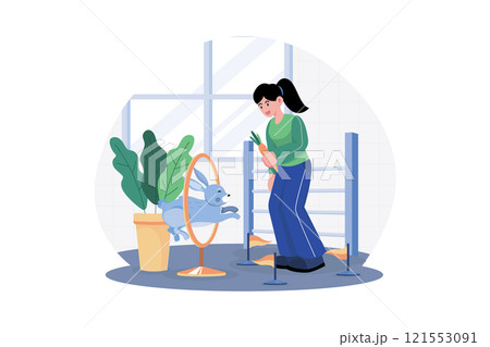 Girl Training Her Domestic Animal 121553091