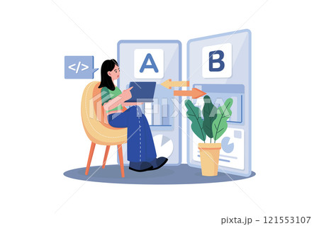 Businesswoman Comparing AB Testing Results Businesswoman Comparing AB Testing Results 121553107