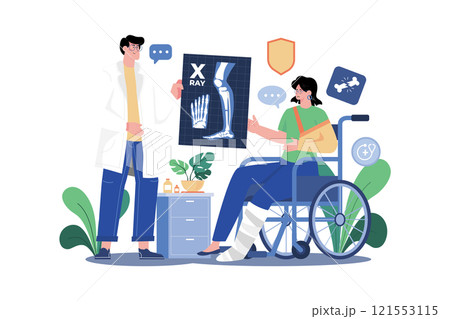 Leg Injury And Fracture Illustration concept on white background Leg Injury And Fracture Illustration concept on white background 121553115