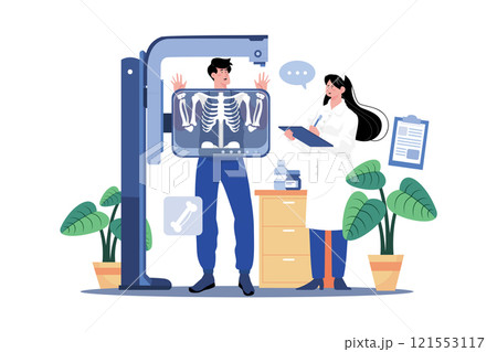 Patient Body X-Ray Illustration concept on white background 121553117