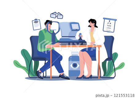 Eye Optical Checking Machine Illustration concept on white background Eye Optical Checking Machine Illustration concept on white background 121553118