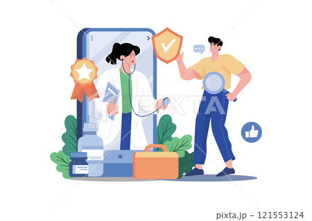 Man Finding The Best Doctor In The Medical App Man Finding The Best Doctor In The Medical App 121553124