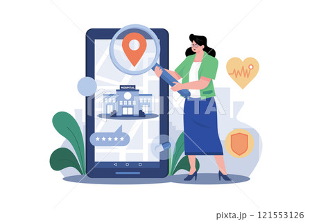 A Woman Finding Nearby Hospital A Woman Finding Nearby Hospital 121553126