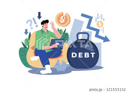 Businessman With Huge Debt Illustration concept on white background Businessman With Huge Debt Illustration concept on white background 121553132