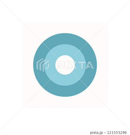 Circle icon with a flat and simple design. This round shape features modern color abstraction and pattern illustration. Represents a geometric form in digital context, suitable for technology 121553296