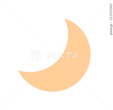 Moon symbol in flat design style. Simple crescent shape representation. A visually appealing color illustration. Ideal for digital media, social applications, and creative projects. Moon symbol in flat design style. Simple crescent shape representation. A visually appealing color illustration. Ideal for digital media, social applications, and creative projects. 121553303