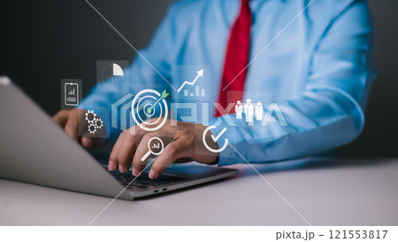 Target with digital marketing icons on virtual screen internet network connection, Targeting the business concept, Business goal, Digital marketing, Online business, Set goals for better results. Target with digital marketing icons on virtual screen internet network connection, Targeting the business concept, Business goal, Digital marketing, Online business, Set goals for better results. 121553817