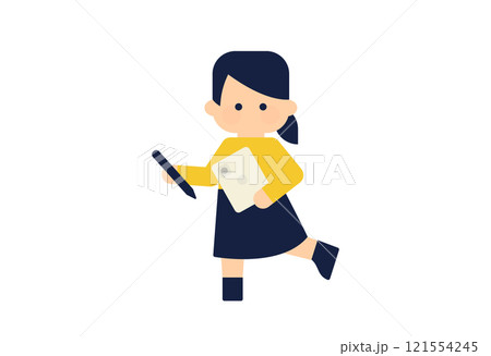 タブレットとペンを持つ女性のイラスト ( ベクター人物素材 デフォルメ シンプル ) タブレットとペンを持つ女性のイラスト ( ベクター人物素材 デフォルメ シンプル ) 121554245