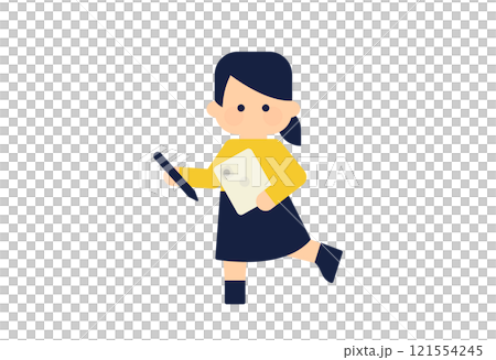 タブレットとペンを持つ女性のイラスト ( ベクター人物素材 デフォルメ シンプル ) タブレットとペンを持つ女性のイラスト ( ベクター人物素材 デフォルメ シンプル ) 121554245