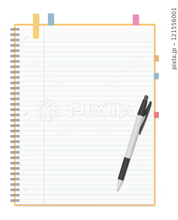 シンプルな罫線のノートと付箋、ボールペンのセット、リングノート 121556001