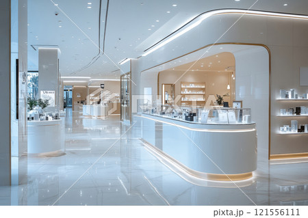 A large white store with a lot of glass and a lot of light A large white store with a lot of glass and a lot of light 121556111
