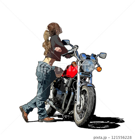 バイクに乗る女性 バイクに乗る女性 121556228