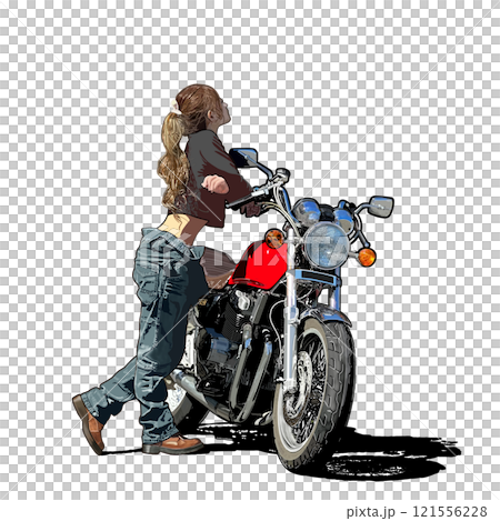 バイクに乗る女性 バイクに乗る女性 121556228