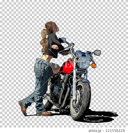 バイクに乗る女性 121556229