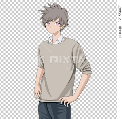 A man in a shirt with his hands on his hips 121556871