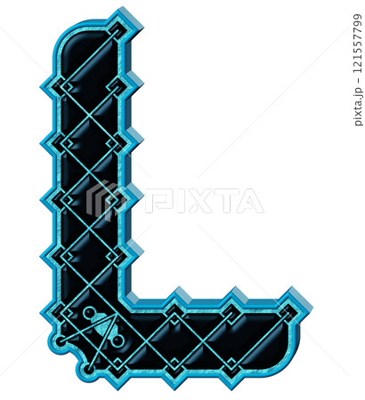 3D rendered illustration. Decorative style letter isolated on white background. Custom font. 3D rendered illustration. Decorative style letter isolated on white background. Custom font. 121557799