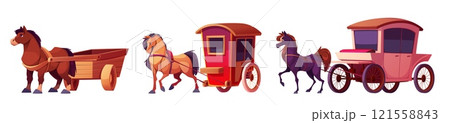 Horse carts set isolated on white background Horse carts set isolated on white background 121558843