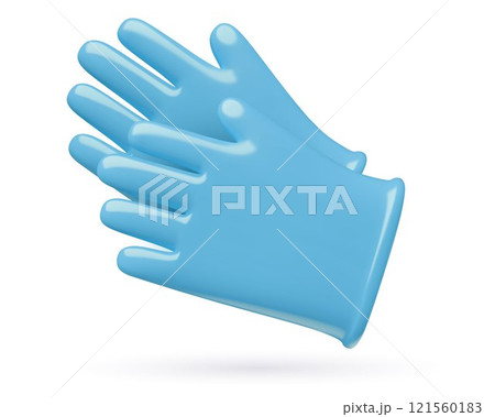 Medical protective blue 3d gloves vector icon isolated on white background Medical protective blue 3d gloves vector icon isolated on white background 121560183