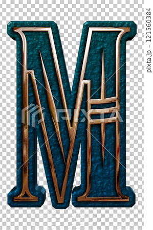 3D rendered illustration. Decorative vintage letter. Custom art font. 3D rendered illustration. Decorative vintage letter. Custom art font. 121560384