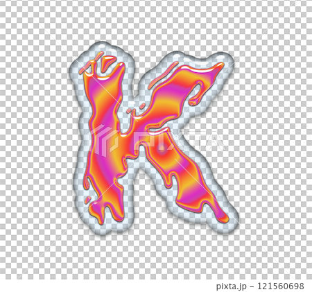3D rendered illustration. Gasoline in the water. Petrol effect font. Art lettering. 121560698