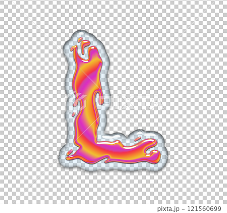 3D rendered illustration. Gasoline in the water. Petrol effect font. Art lettering. 121560699
