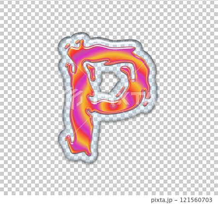 3D rendered illustration. Gasoline in the water. Petrol effect font. Art lettering. 121560703