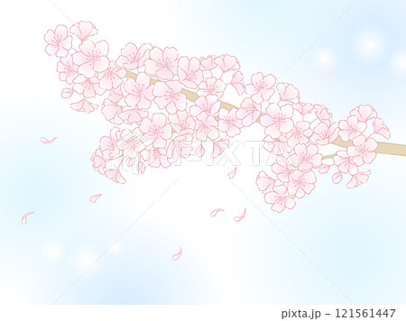 パステルカラーの桜背景フレーム 121561447