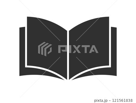Open book catalog icon symbol shape. Instruction manual reading logo sign. Diary text study page. Vector illustration image. Isolated on white background. Open book catalog icon symbol shape. Instruction manual reading logo sign. Diary text study page. Vector illustration image. Isolated on white background. 121561838