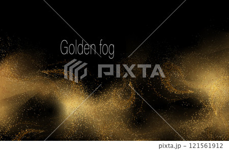 Isolated gorgeous mosaic, gold fog on black design 121561912