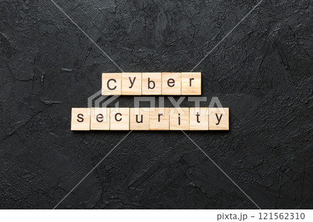 Cyber Security word written on wood block. Cyber Security text on cement table for your desing, concept Cyber Security word written on wood block. Cyber Security text on cement table for your desing, concept 121562310