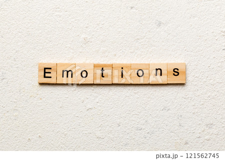 EMOTIONS word written on wood block. EMOTIONS text on cement table for your desing, concept EMOTIONS word written on wood block. EMOTIONS text on cement table for your desing, concept 121562745
