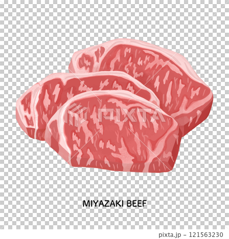 宮崎牛　色鉛筆タッチのイラスト 121563230