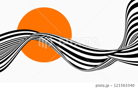 Abstract optical art background, geometric wave design, black and white lines. 121563340