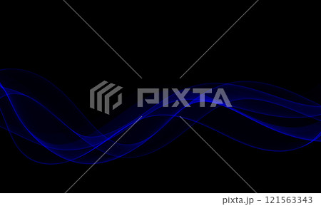 Premium neon flow blue abstract wave neon on black background. 121563343